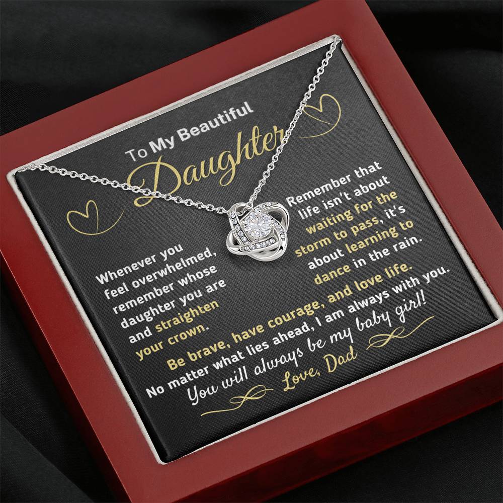 Gift for Daughter From Dad - "Straighten Your Crown" Knot Necklace Jewelry