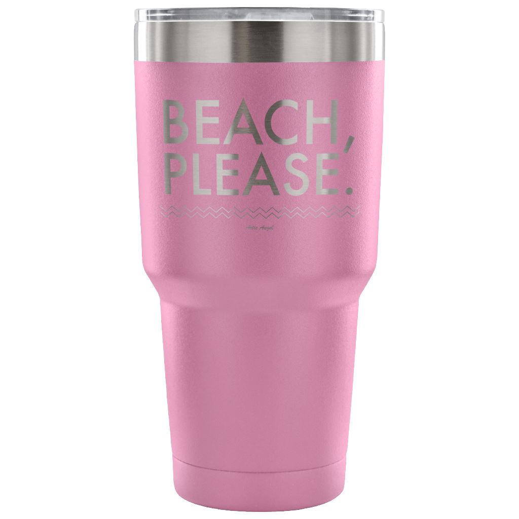 "Beach, Please" - Stainless Steel Tumbler Tumblers 30 Ounce Vacuum Tumbler - Light Purple