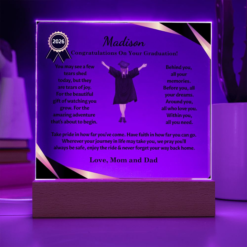 Custom Graduation Gift "The Beautiful Gift of Watching You Grow" Acrylic Plaque Acrylic Plaque 