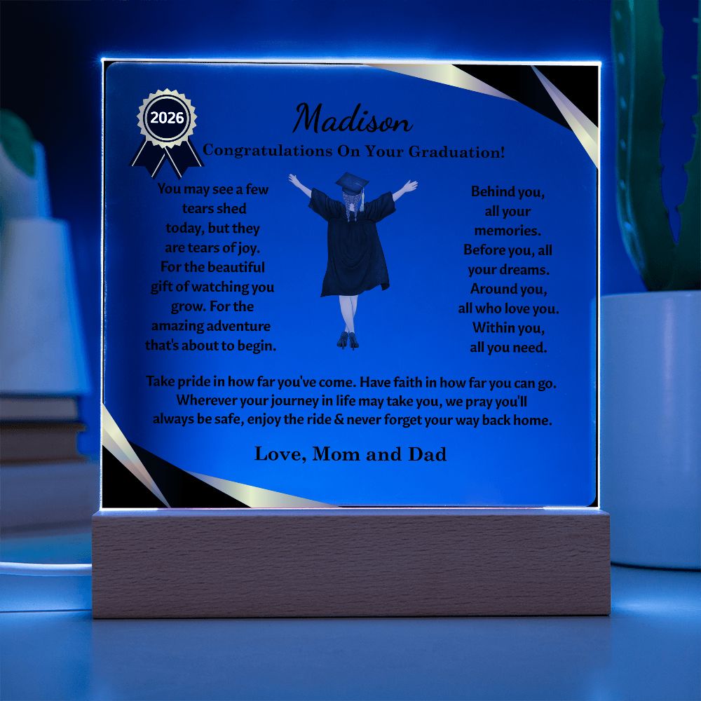Custom Graduation Gift "The Beautiful Gift of Watching You Grow" Acrylic Plaque Acrylic Plaque 
