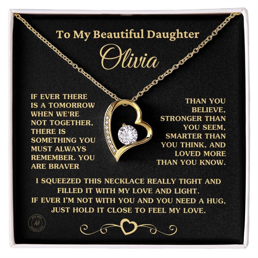 Gift For Daughter "Always Keep Me In Your Heart" Custom Necklace Jewelry 18k Yellow Gold Finish Two-Toned Gift Box 