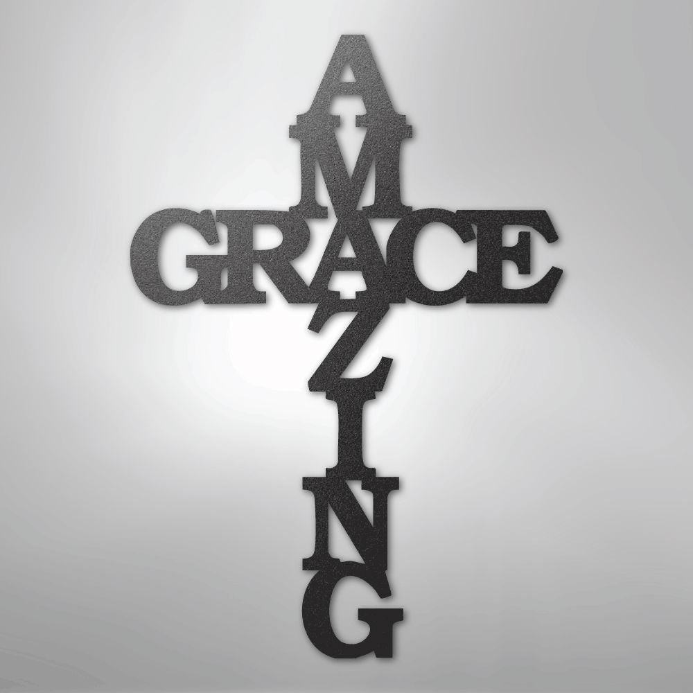 Christian Wall Decor - Amazing Grace Cross - Steel Sign