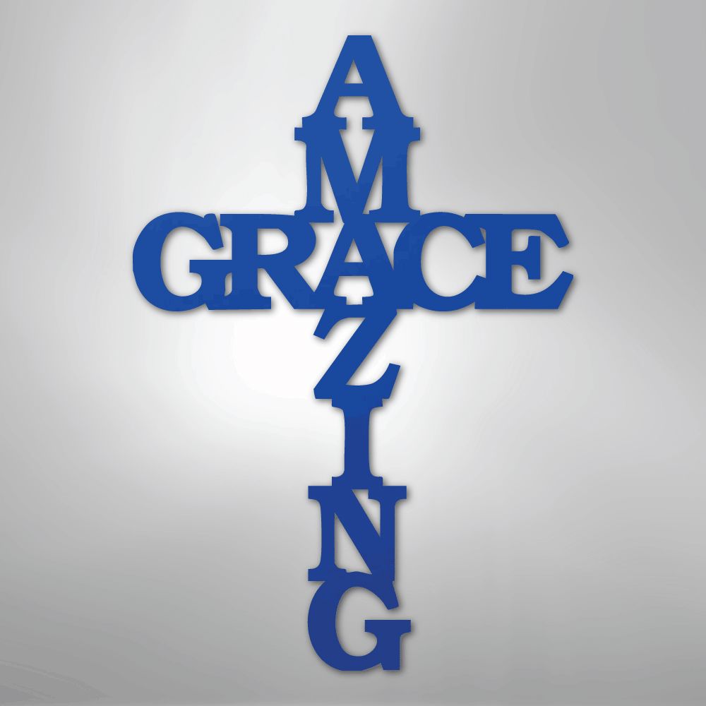 Christian Wall Decor - Amazing Grace Cross - Steel Sign