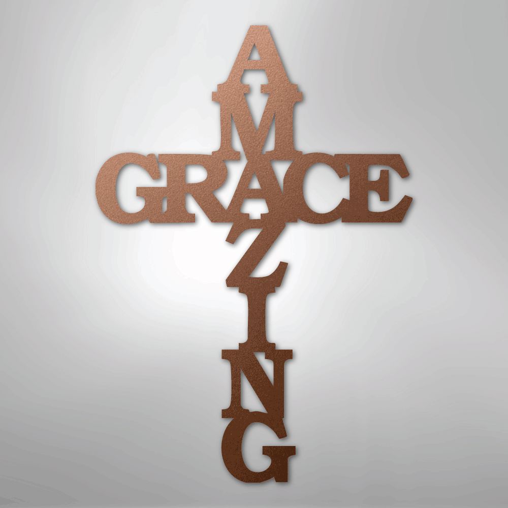 Christian Wall Decor - Amazing Grace Cross - Steel Sign