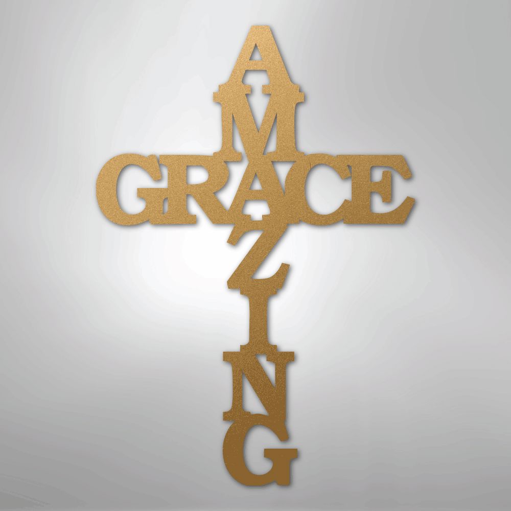 Christian Wall Decor - Amazing Grace Cross - Steel Sign