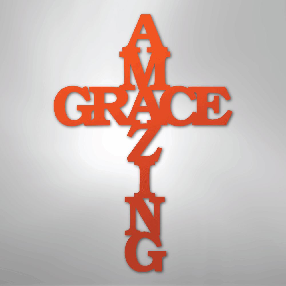 Christian Wall Decor - Amazing Grace Cross - Steel Sign