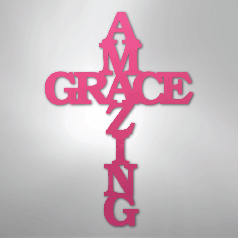 Christian Wall Decor - Amazing Grace Cross - Steel Sign