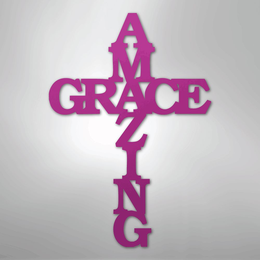 Christian Wall Decor - Amazing Grace Cross - Steel Sign