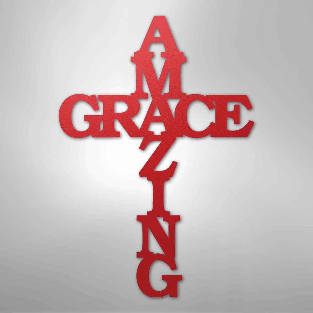 Christian Wall Decor - Amazing Grace Cross - Steel Sign