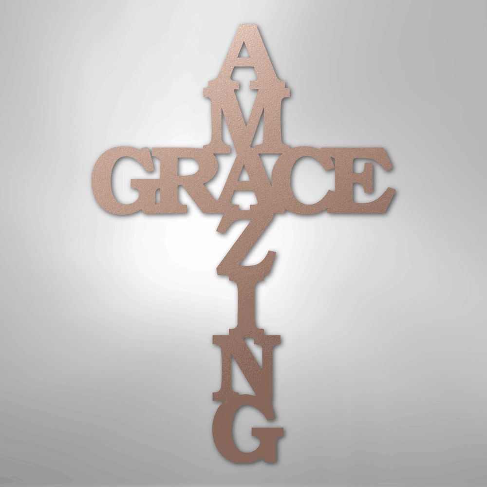Christian Wall Decor - Amazing Grace Cross - Steel Sign