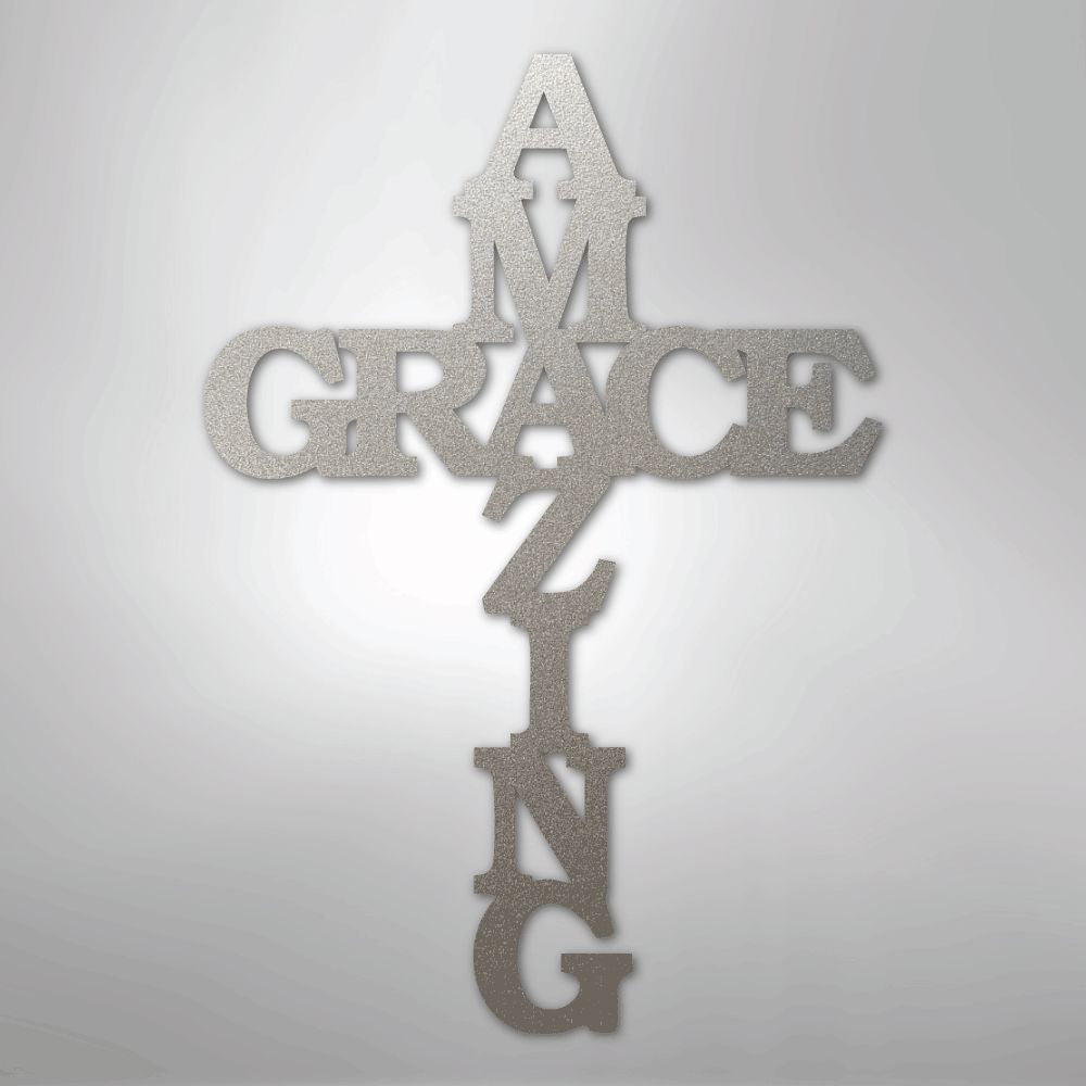 Christian Wall Decor - Amazing Grace Cross - Steel Sign