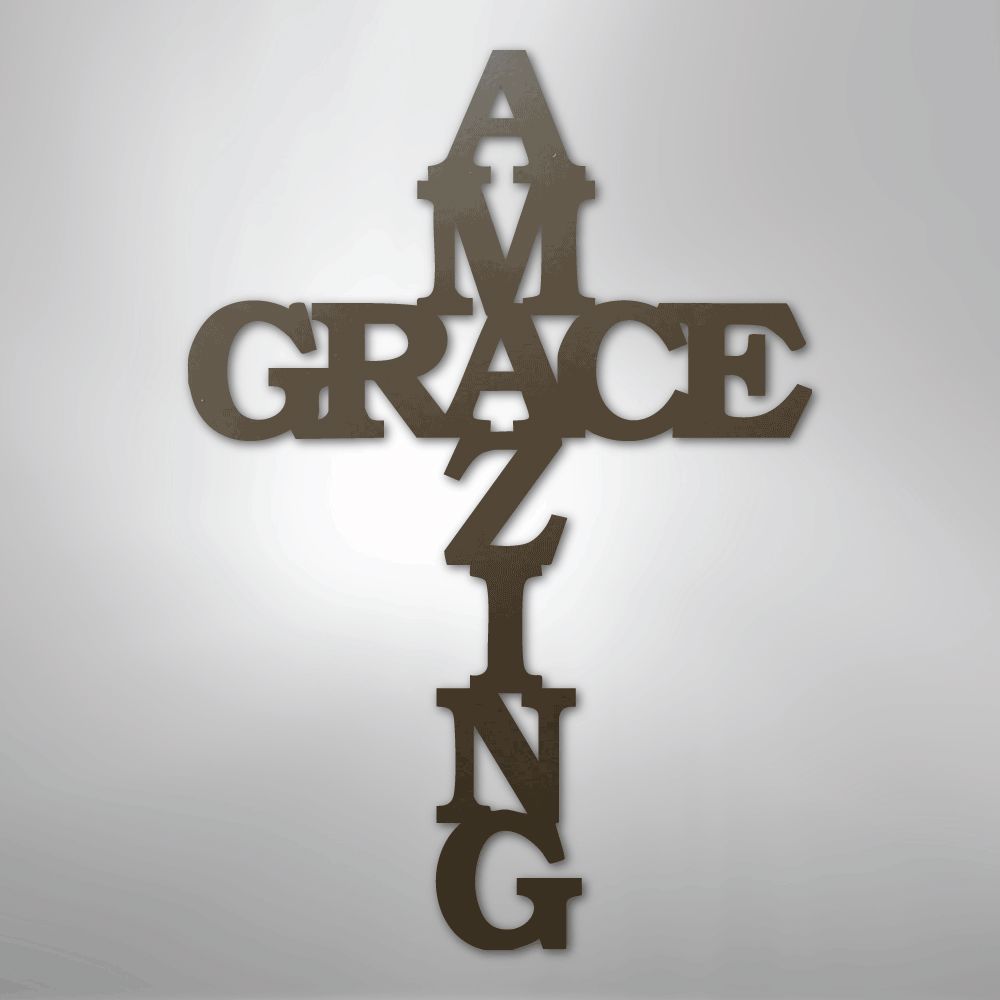 Christian Wall Decor - Amazing Grace Cross - Steel Sign