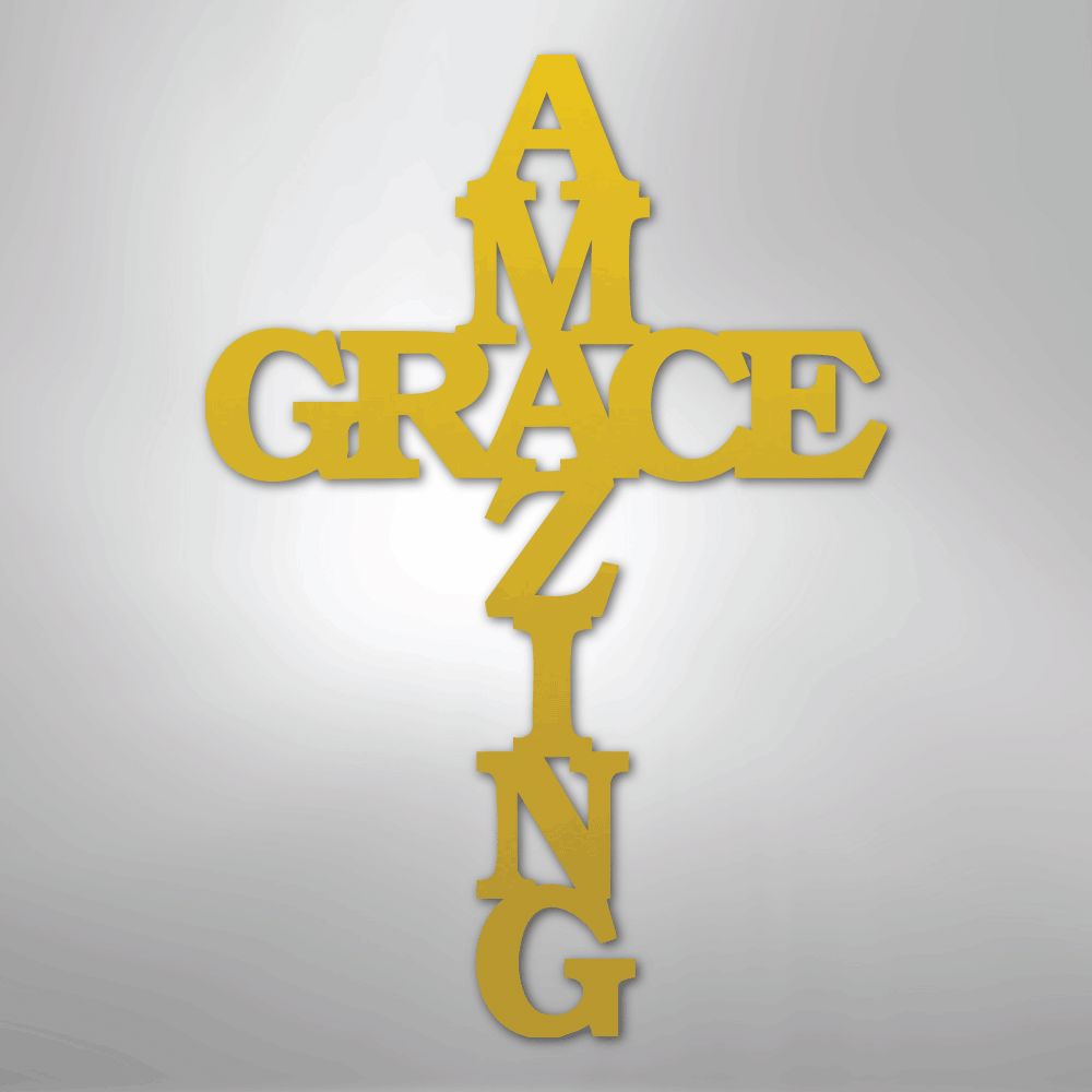 Christian Wall Decor - Amazing Grace Cross - Steel Sign