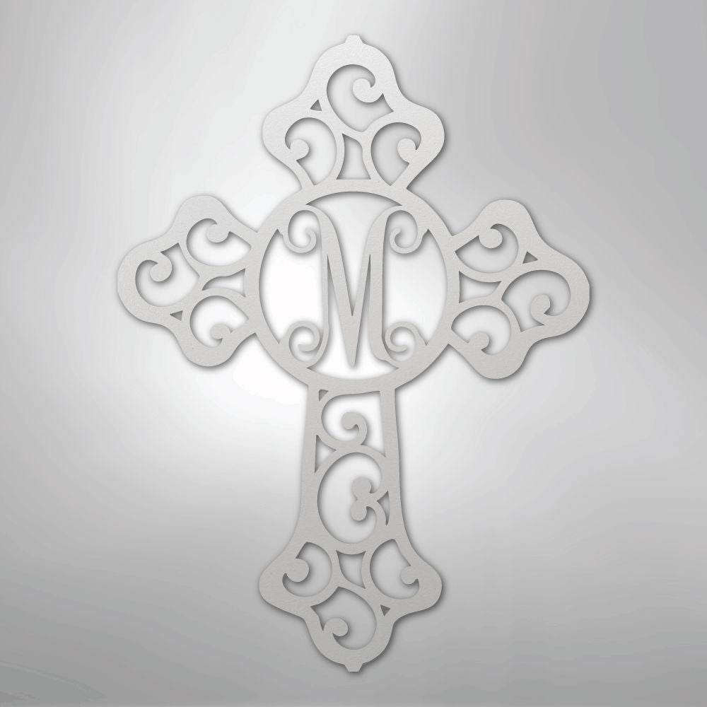 Custom Initial Cross Monogram - Steel Sign Christian Wall Decor