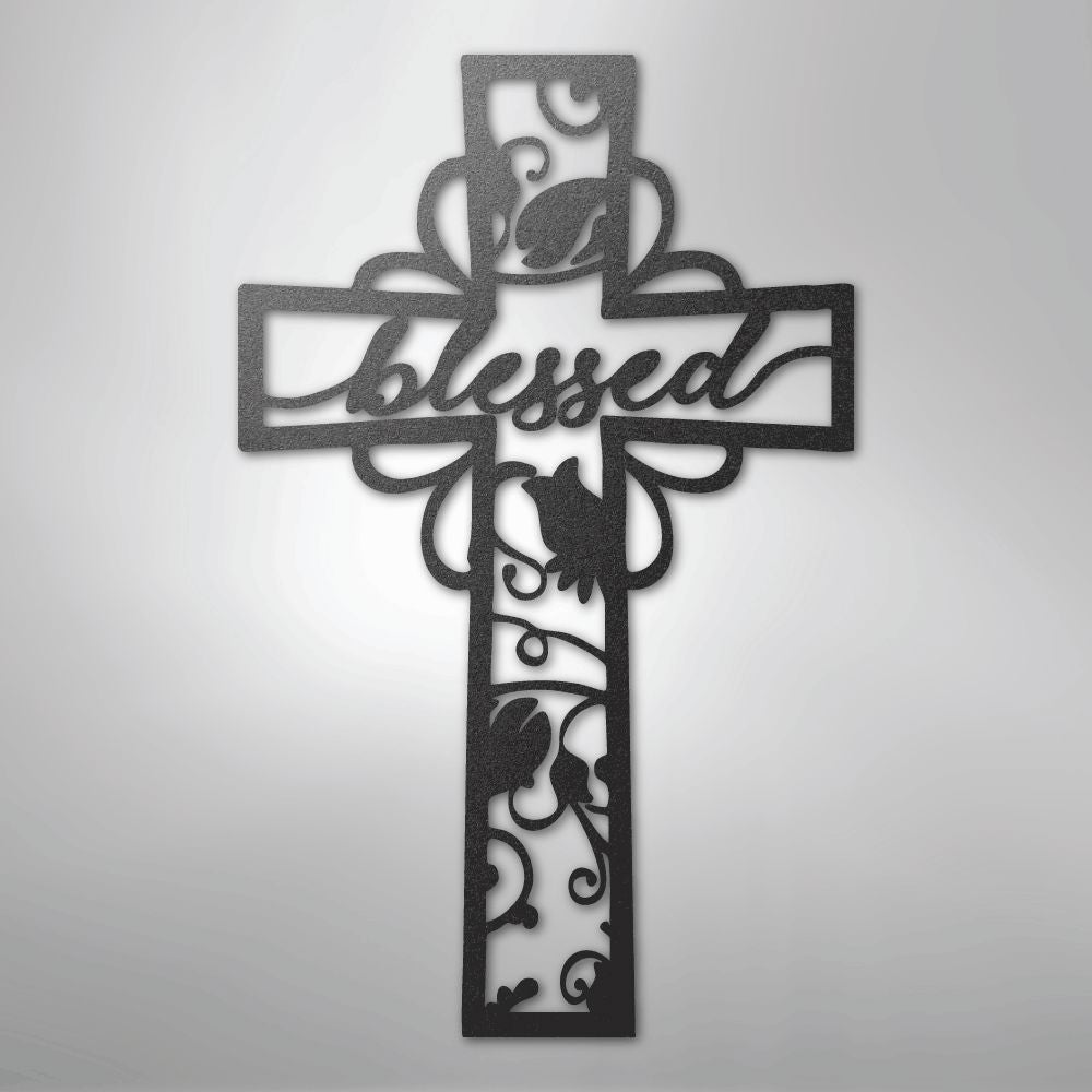 Blessed Cross - Steel Sign Christian Wall Decor