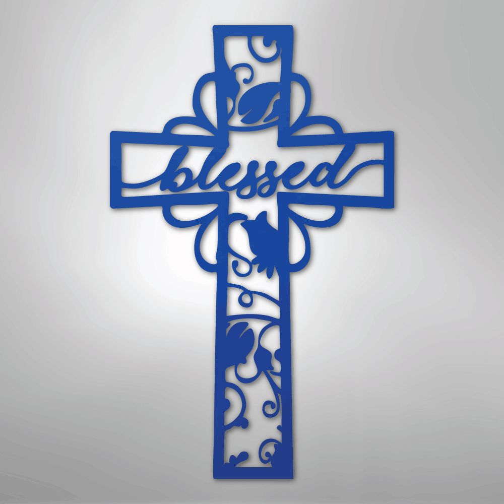 Blessed Cross - Steel Sign Christian Wall Decor