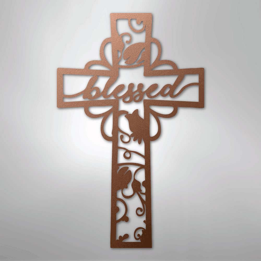 Blessed Cross - Steel Sign Christian Wall Decor