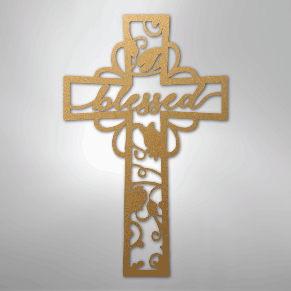 Blessed Cross - Steel Sign Christian Wall Decor