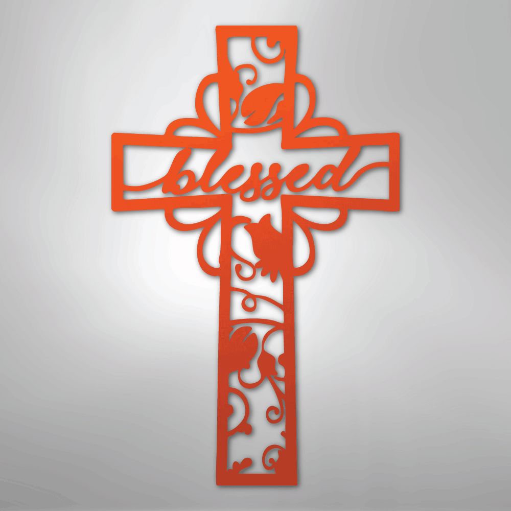 Blessed Cross - Steel Sign Christian Wall Decor