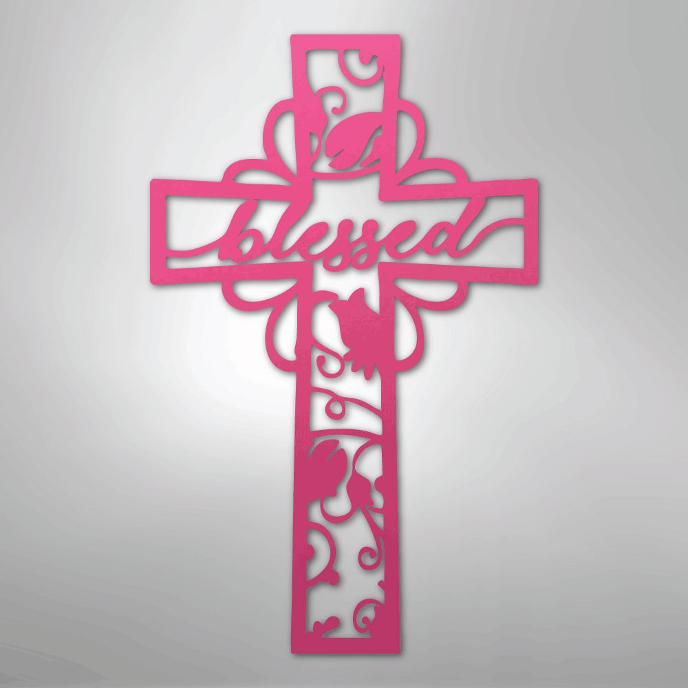 Blessed Cross - Steel Sign Christian Wall Decor