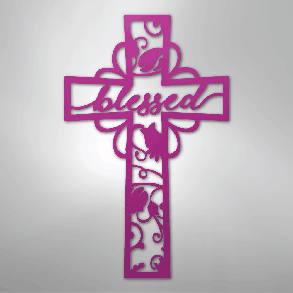 Blessed Cross - Steel Sign Christian Wall Decor