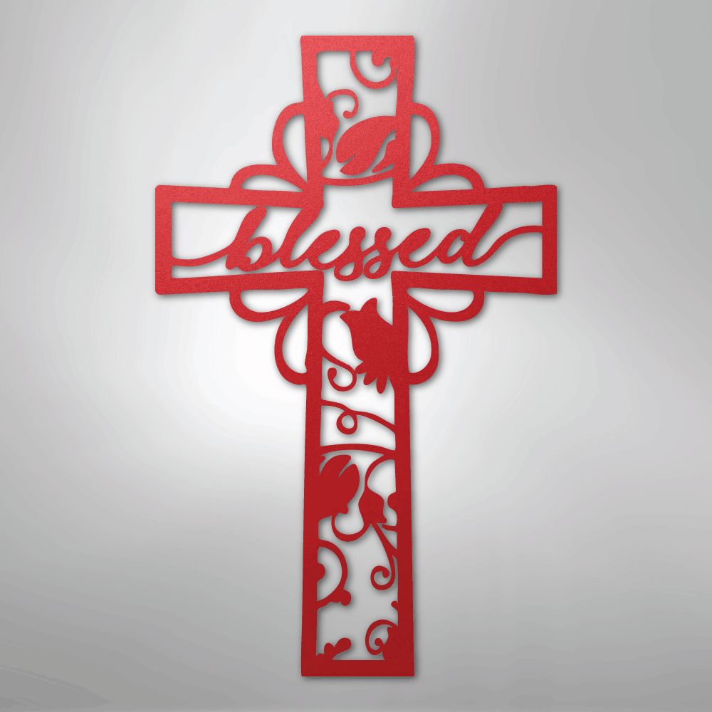 Blessed Cross - Steel Sign Christian Wall Decor
