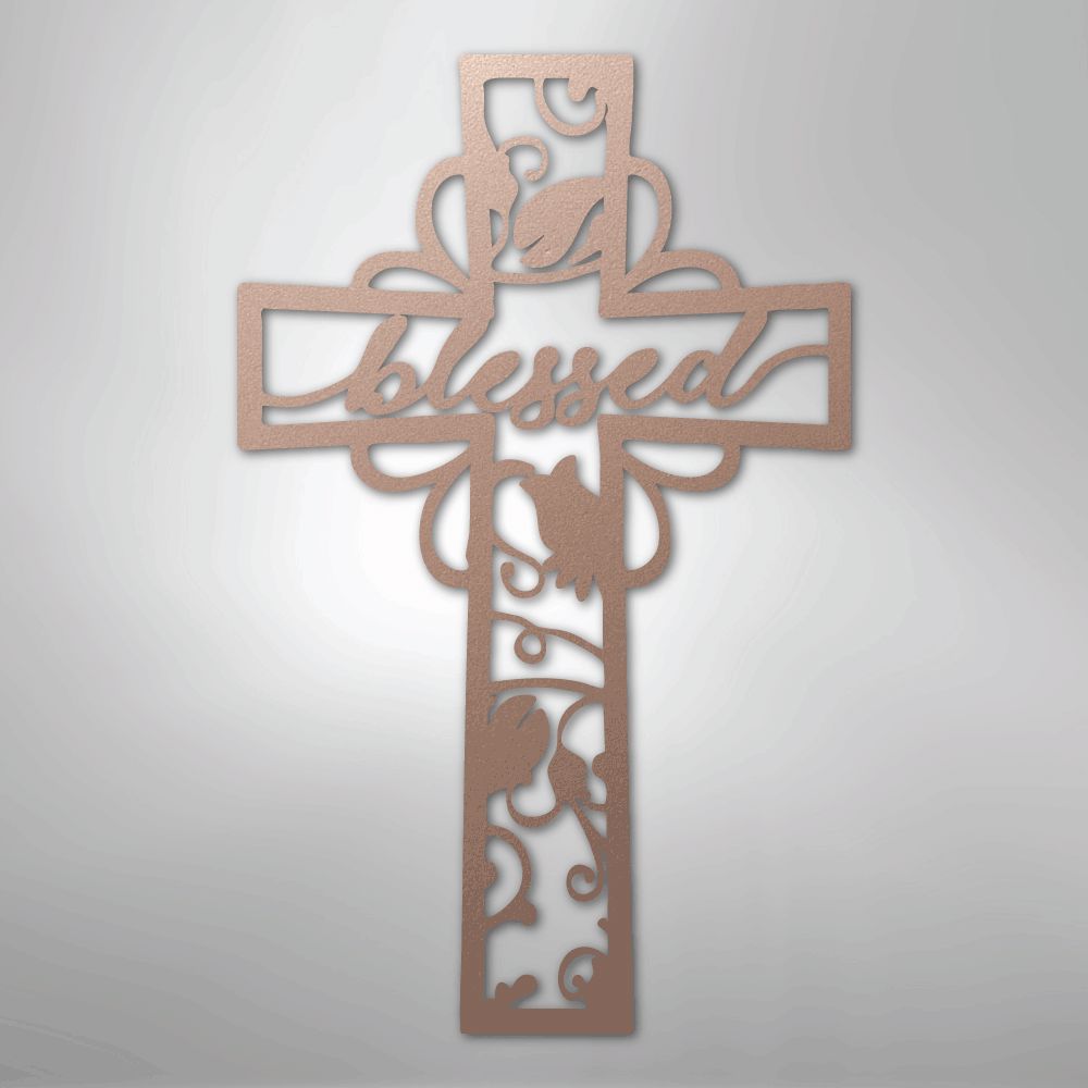 Blessed Cross - Steel Sign Christian Wall Decor