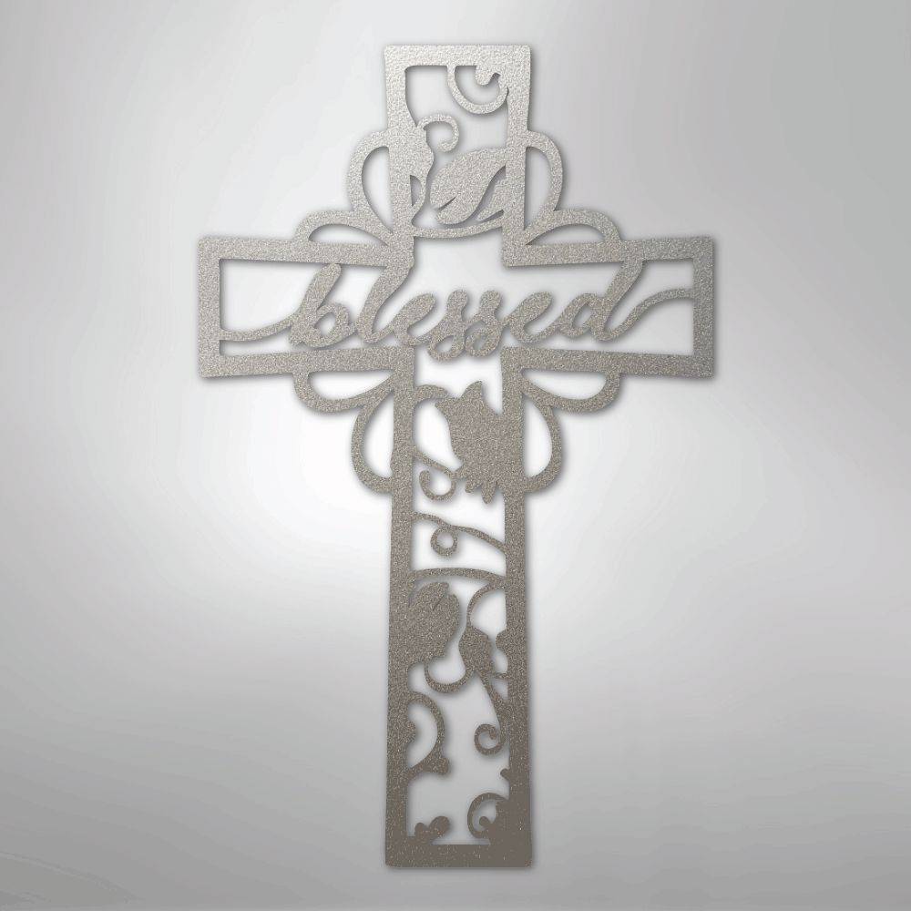 Blessed Cross - Steel Sign Christian Wall Decor