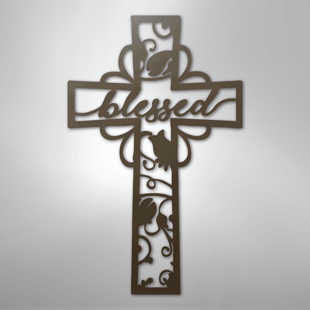 Blessed Cross - Steel Sign Christian Wall Decor