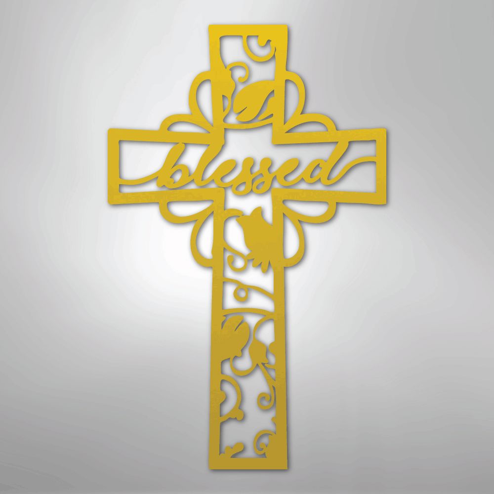 Blessed Cross - Steel Sign Christian Wall Decor