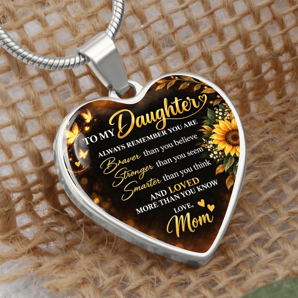 To My Daughter Love Mom Always Remember Heart Pendant Necklace Jewelry 