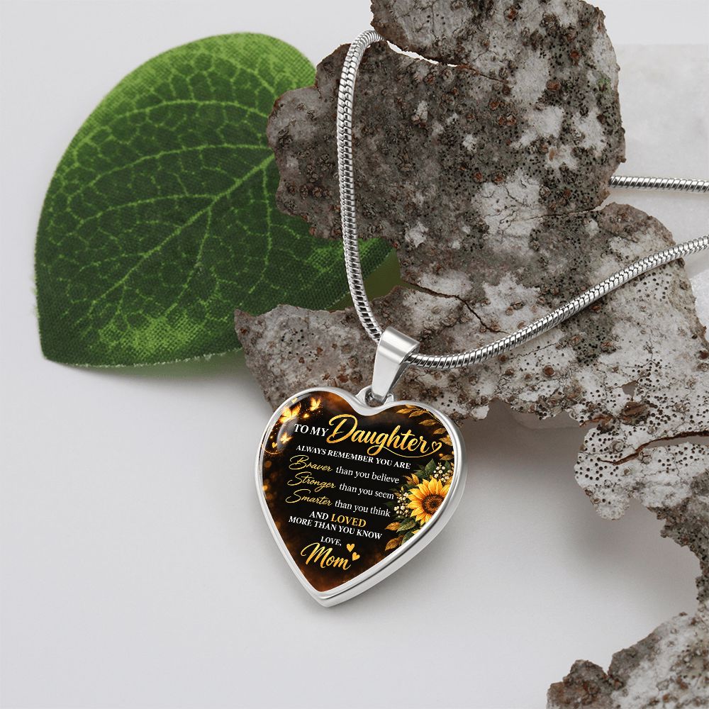 To My Daughter Love Mom Always Remember Heart Pendant Necklace Jewelry 