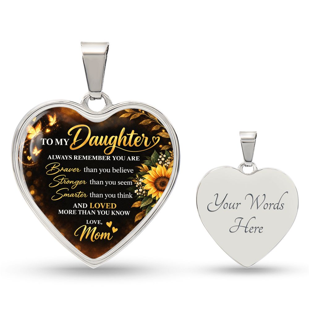 To My Daughter Love Mom Always Remember Heart Pendant Necklace Jewelry 