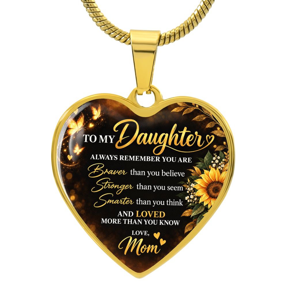 To My Daughter Love Mom Always Remember Heart Pendant Necklace Jewelry Luxury Necklace (Gold) No 