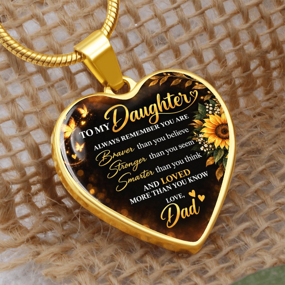 To My Daughter Love Dad Always Remember Heart Pendant Necklace Jewelry 