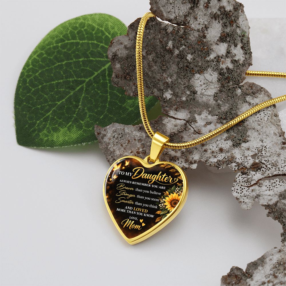To My Daughter Love Mom Always Remember Heart Pendant Necklace Jewelry 