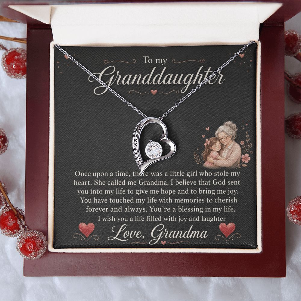 To My Granddaughter "You Stole My Heart" Love Grandma Necklace Jewelry 