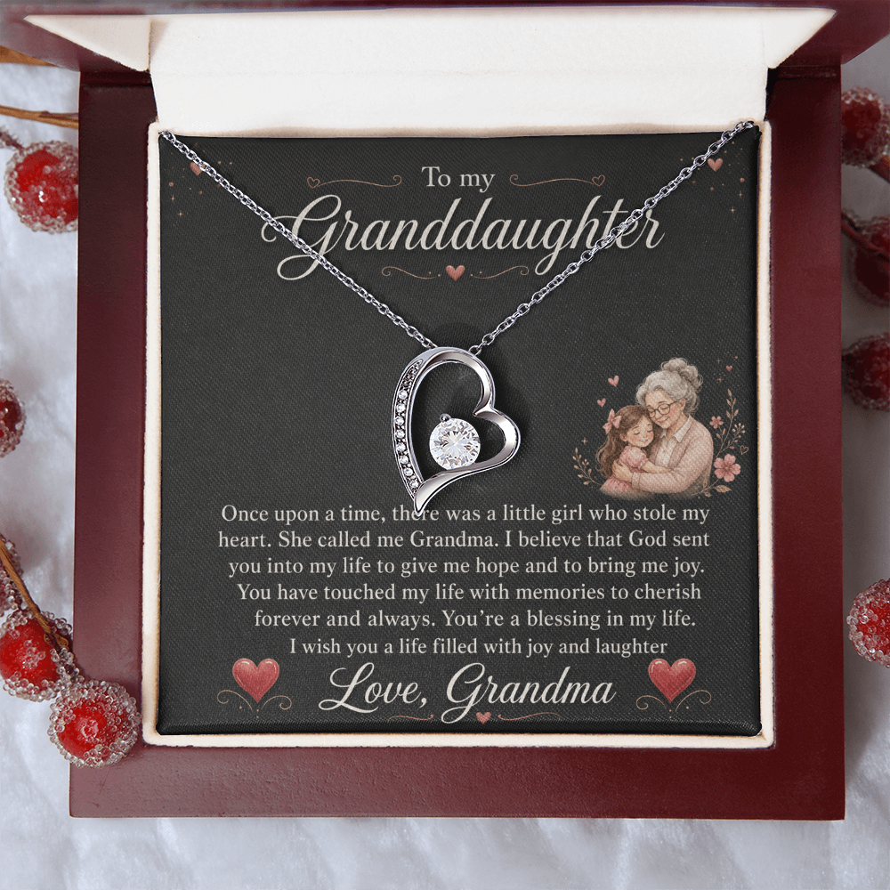 To My Granddaughter "You Stole My Heart" Love Grandma Necklace