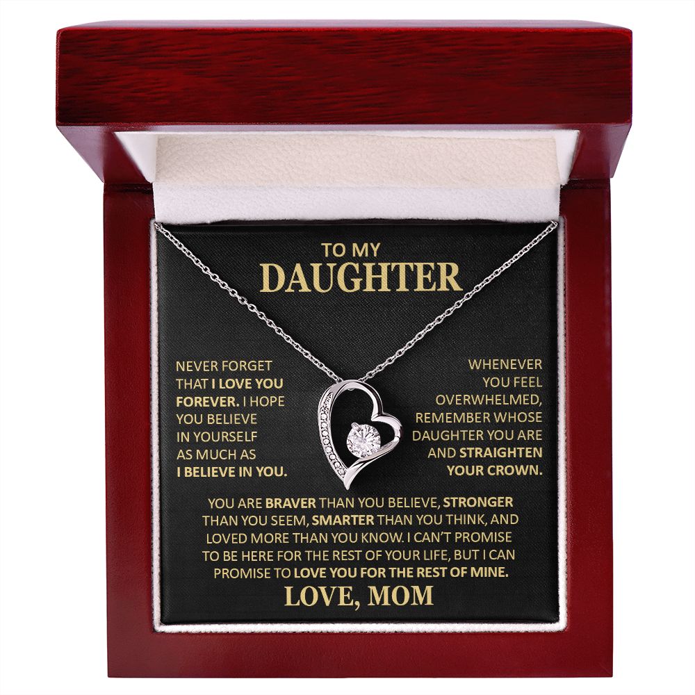 Unique Gift for Daughter From Mom "Never Forget That I Love You" Heart Necklace Jewelry 