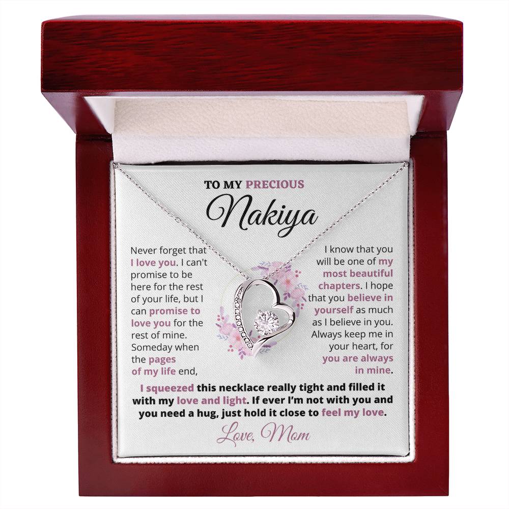 Gift For Precious Nakiya "Always Keep Me In Your Heart" Love Mom Heart Necklace