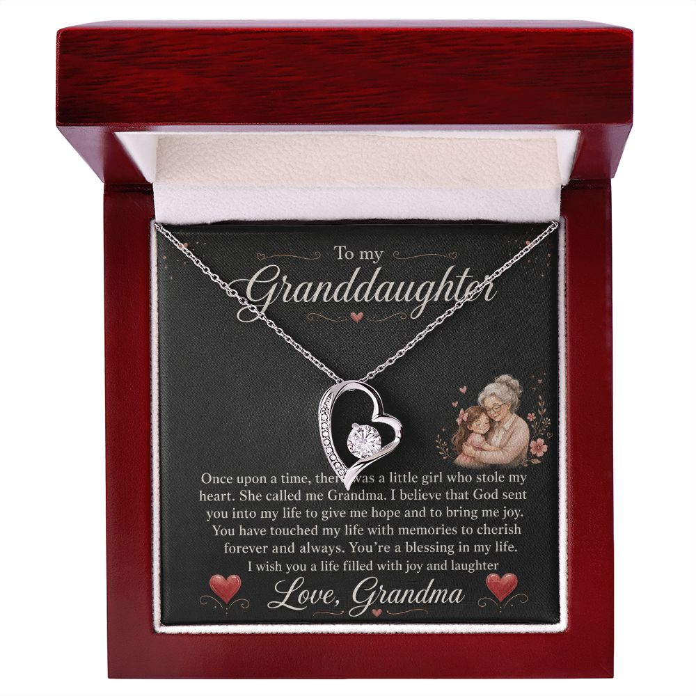 To My Granddaughter "You Stole My Heart" Love Grandma Necklace Jewelry 
