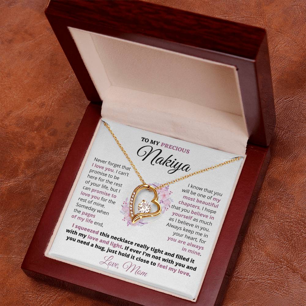 Gift For Precious Nakiya "Always Keep Me In Your Heart" Love Mom Heart Necklace