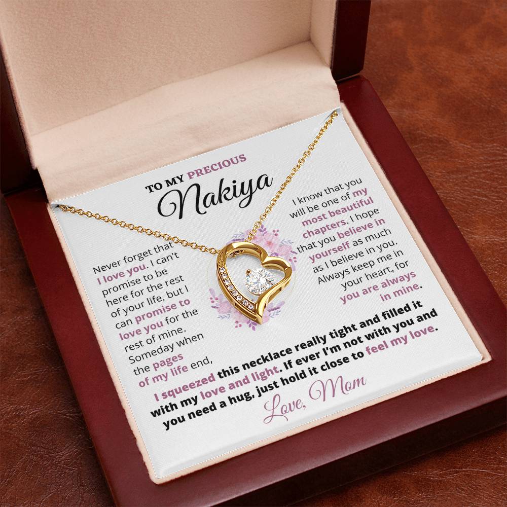 Gift For Precious Nakiya "Always Keep Me In Your Heart" Love Mom Heart Necklace