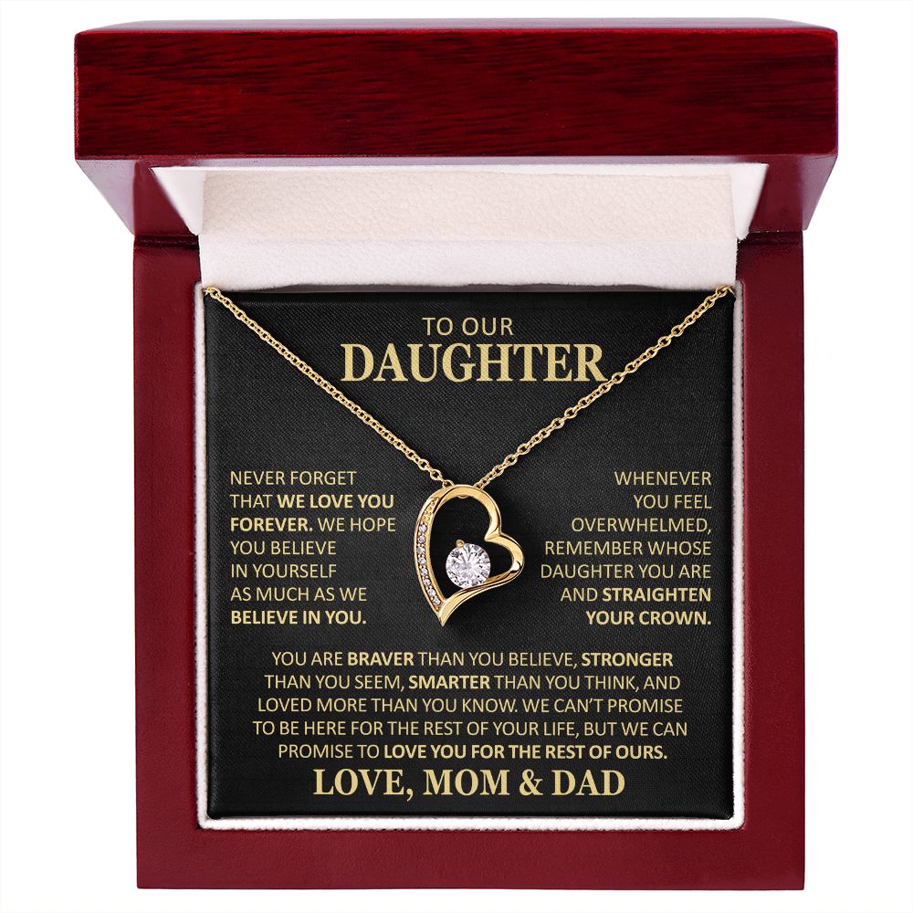 Beautiful Gift for Daughter From Mom and Dad "Never Forget That We Love You" Heart Necklace Jewelry 