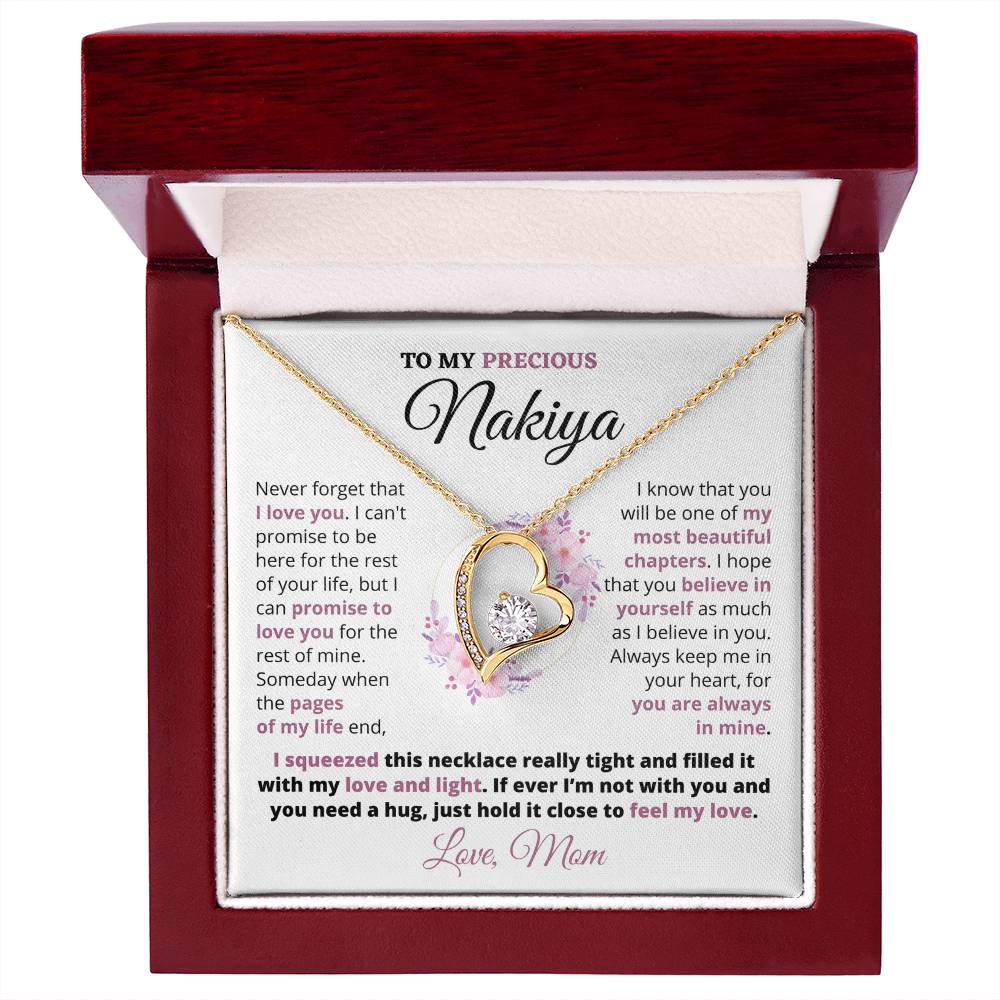Gift For Precious Nakiya "Always Keep Me In Your Heart" Love Mom Heart Necklace
