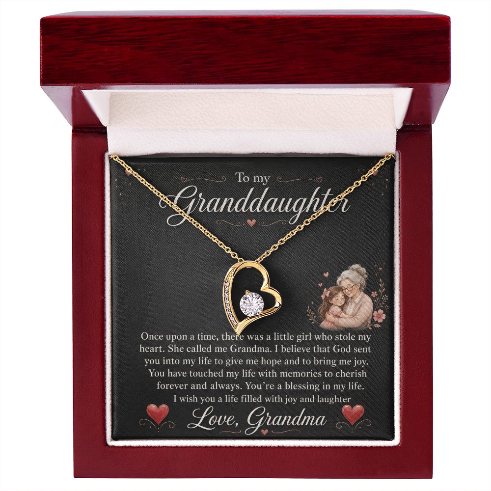 To My Granddaughter "You Stole My Heart" Love Grandma Necklace Jewelry 
