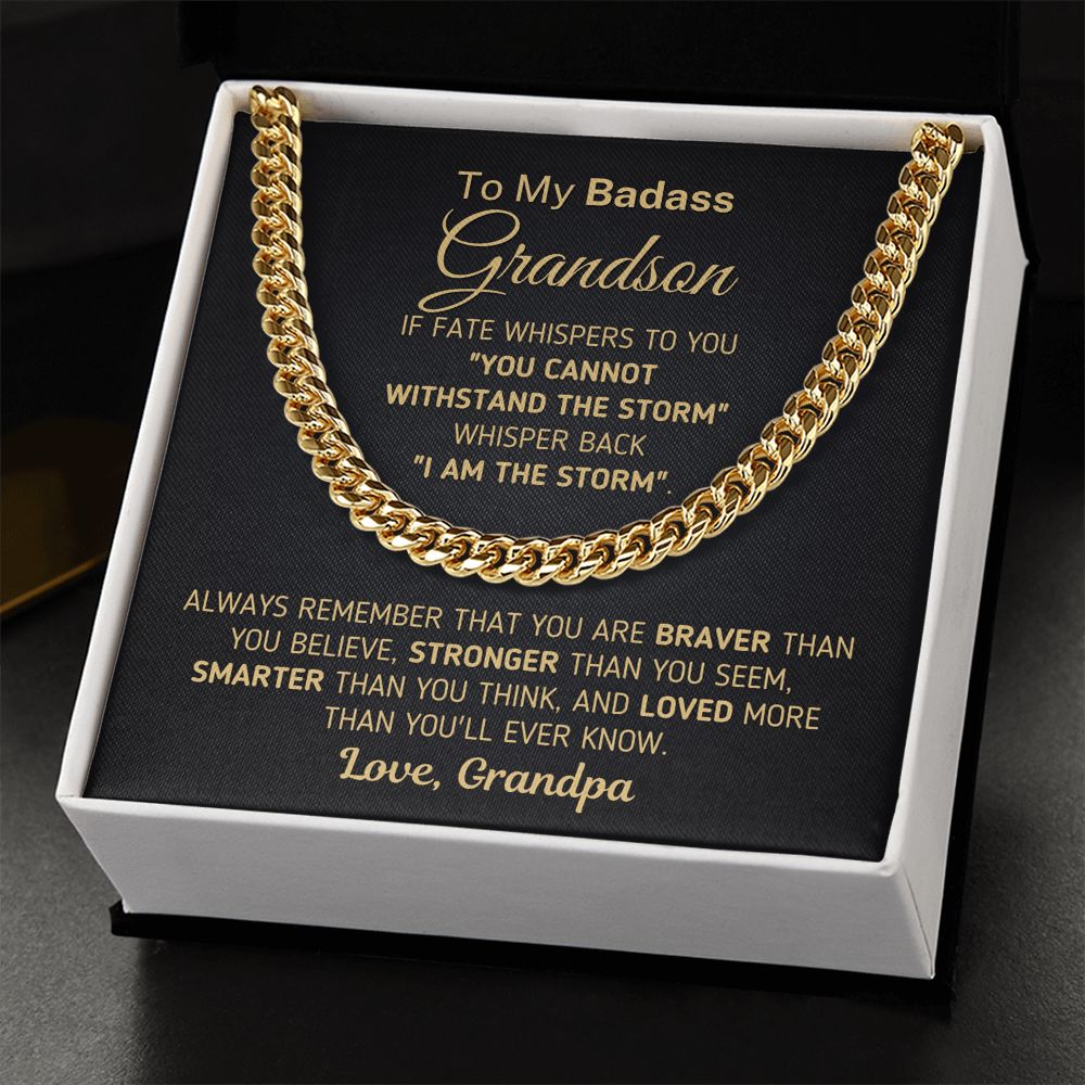 Gift for Grandson From Grandpa "I Am The Storm" Chain Necklace Jewelry 