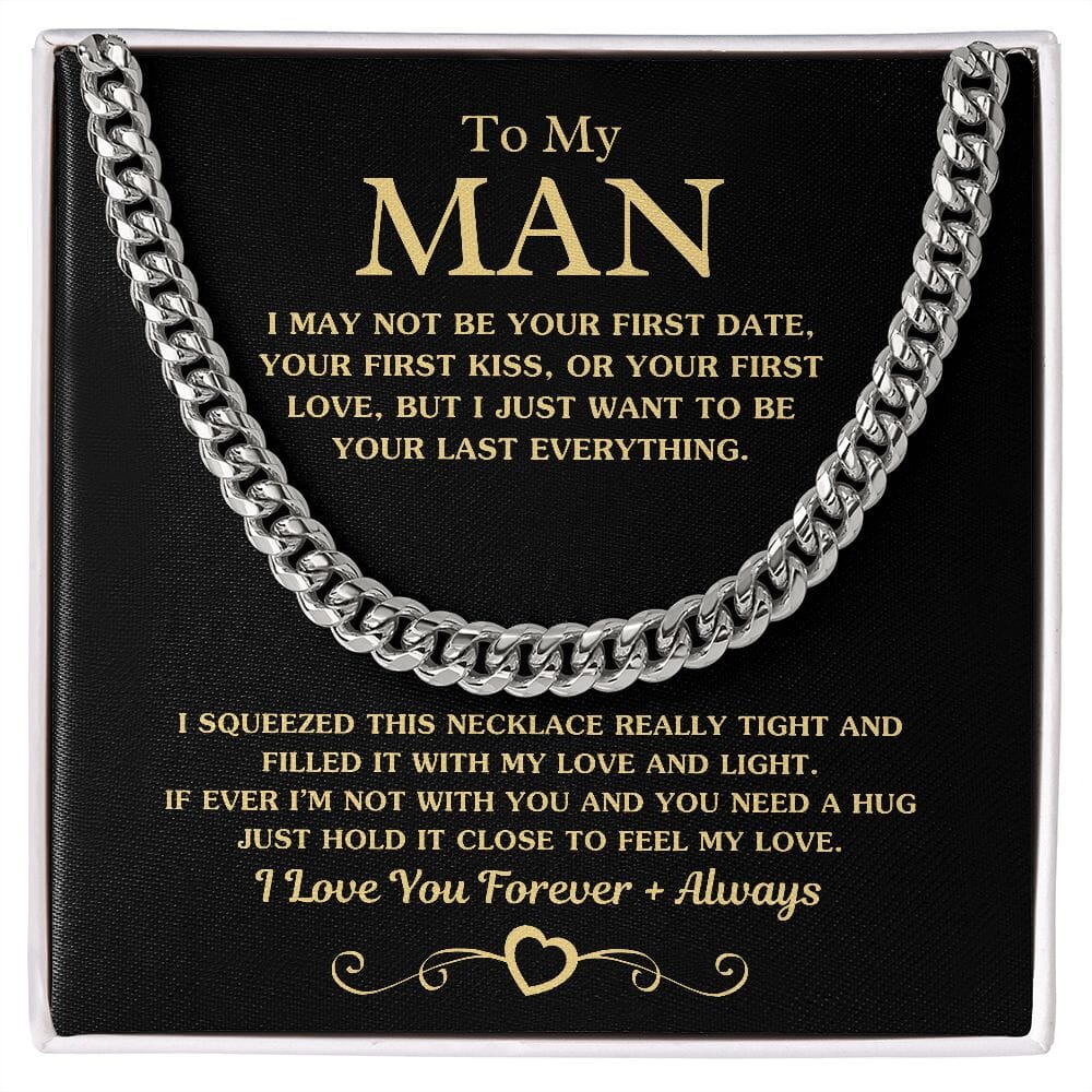 To My Man "Your Last Everything" Necklace and Message Card Jewelry Stainless Steel Two-Toned Gift Box 