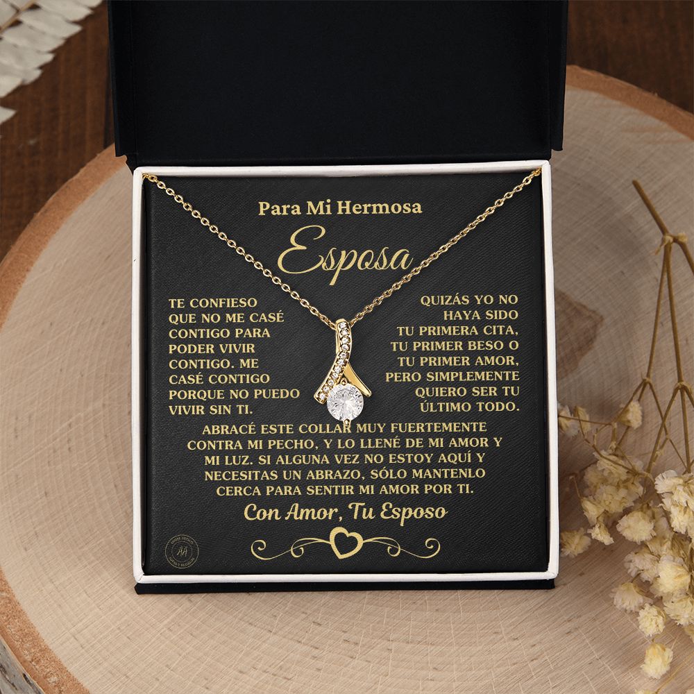 Regalo para Esposa "No Puedo Vivir Sin Ti" Collar de Oro Jewelry 