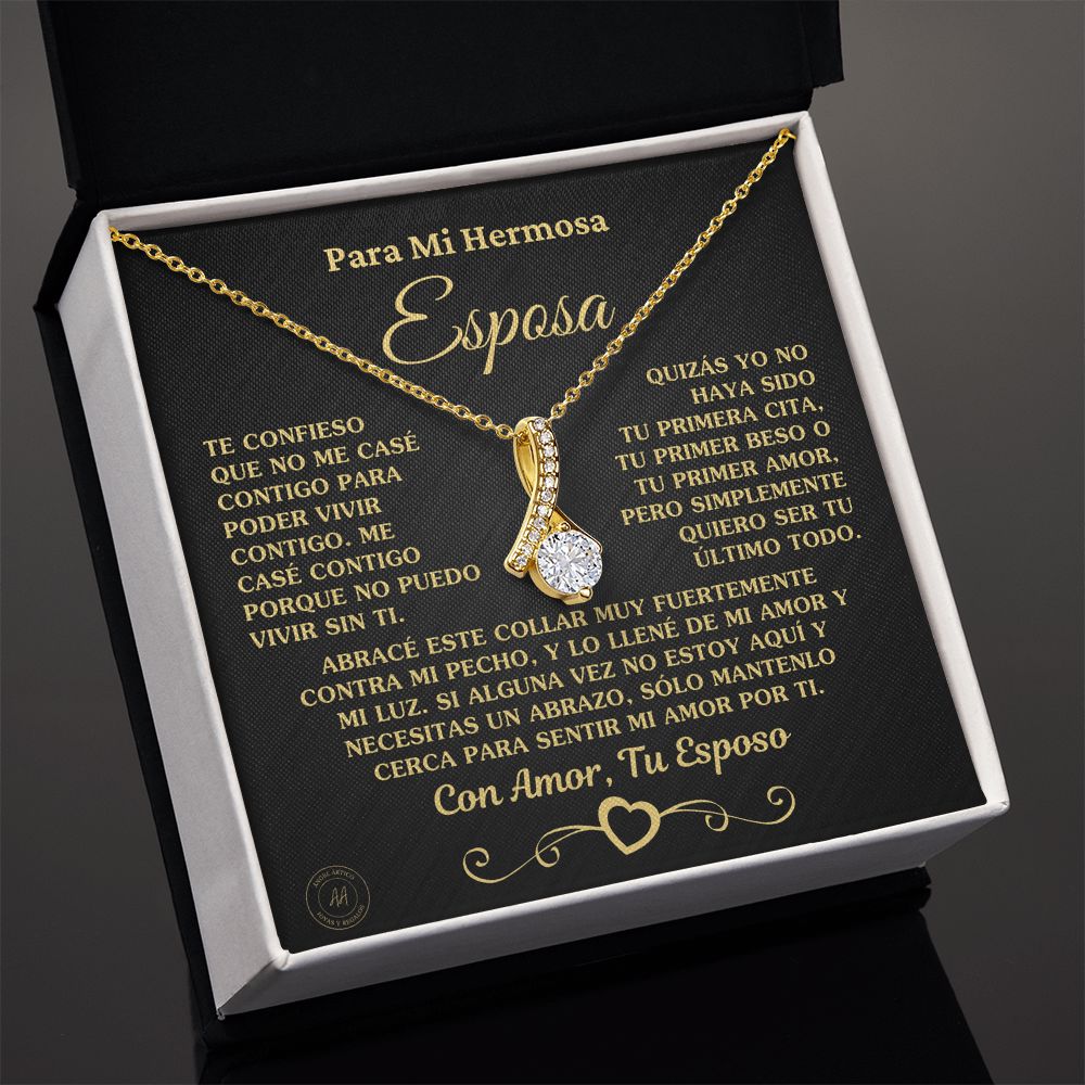 Regalo para Esposa "No Puedo Vivir Sin Ti" Collar de Oro Jewelry 